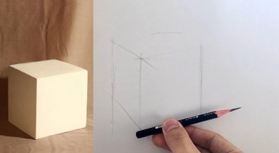 ​初学者素描入门：素描正方体起形、透视关系画法步骤介绍