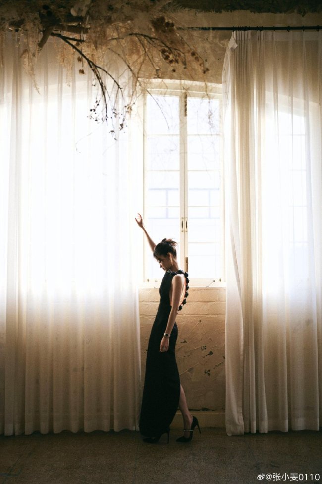 张小斐穿黑色露背裙高贵 肩颈线条优越似黑天鹅