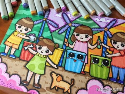 ​▶简笔儿童画手绘：垃圾分类，从我做起