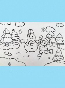 ​精选50张冬季雪人主题绘画